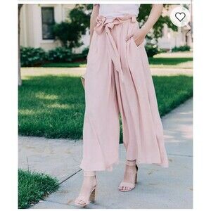 Hyfve Blush Wide Leg Crop Paperbag Tie Waist Pants Womens Small Boho Hippie